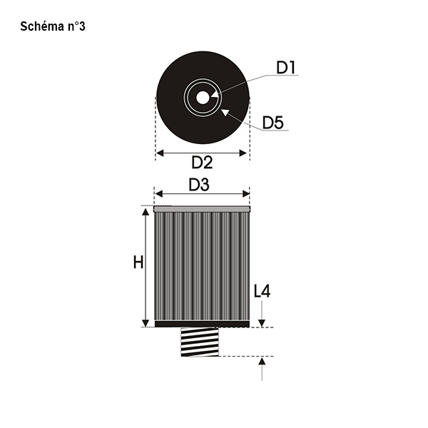 Filtre universel cylindrique inox 13-75-75