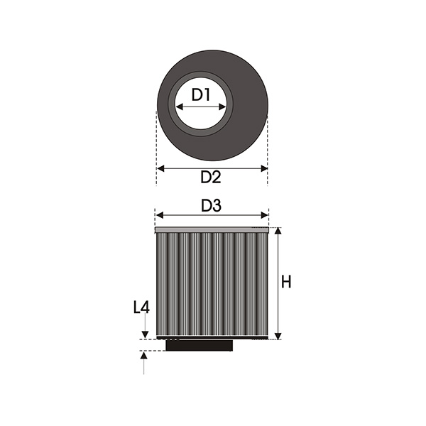 Filtre universel cylindrique caoutchouc 50-135-135
