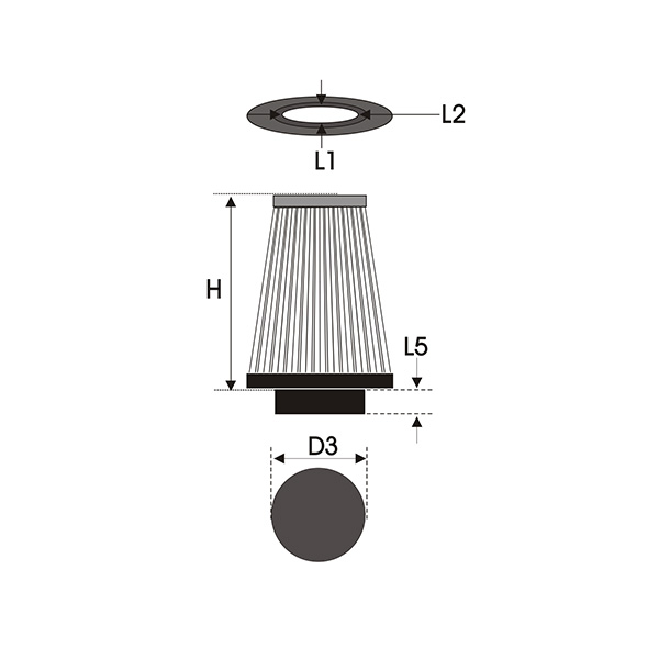 Filtre universel conique inox 61-117-120
