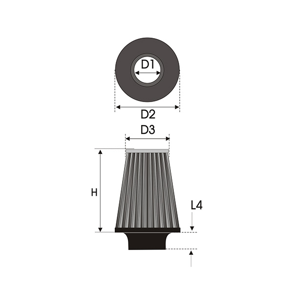Filtre universel conique caoutchouc 70-152-120