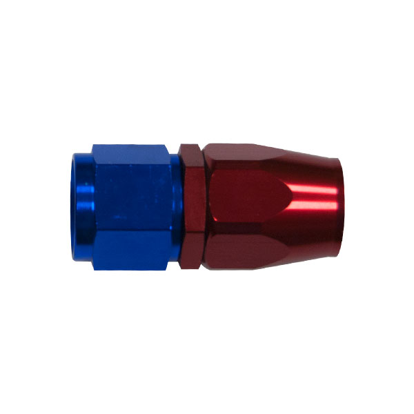 Raccord droit femelle concave tournant JIC UNF/durite tresse inox - Coloris bleu-rouge