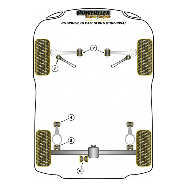 Silent blocs comptition polyurthane Alfa Romeo P6 Spider de 1967  1994
