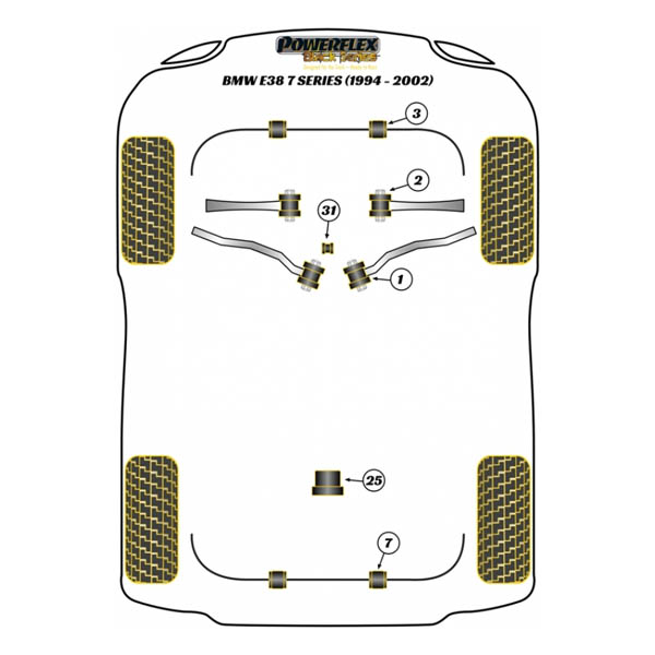 Silent blocs comptition polyurthane BMW Serie 7 E38