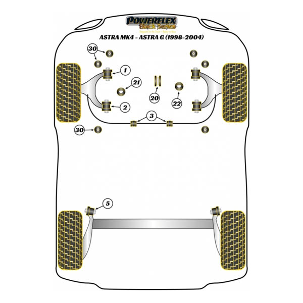 Silent blocs comptition polyurthane Opel Astra G