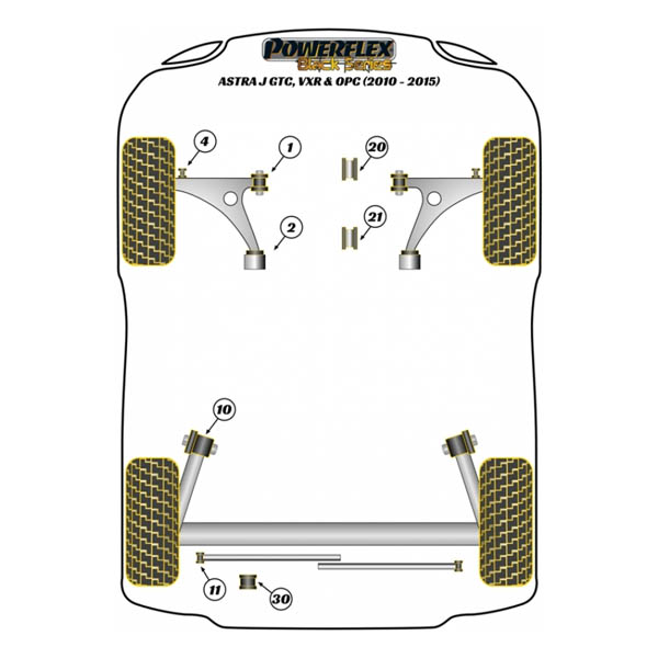 Silent blocs comptition polyurthane Opel Astra J