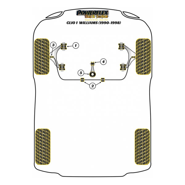 Silent blocs comptition polyurthane Renault Clio Williams