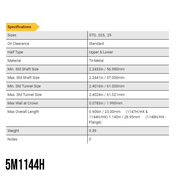Coussinets de vilebrequin trimtal Mitsubishi moteurs 4G37