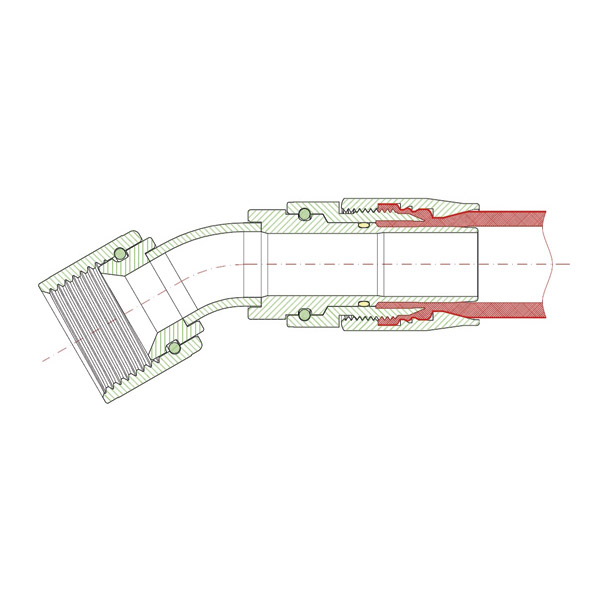Raccord droit femelle concave tournant JIC UNF/durite tresse inox - Type Cutter