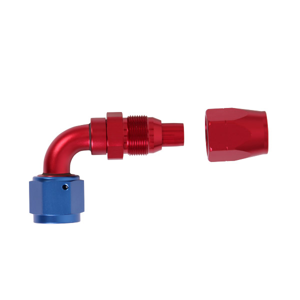 Raccord 90 degrs femelle concave tournant JIC UNF/durite tresse inox - Type Cutter