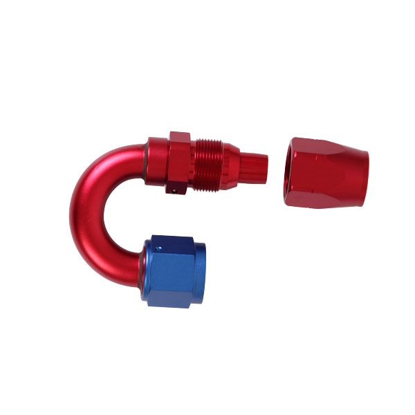 Raccord 180 degrs femelle concave tournant JIC UNF/durite tresse inox - Type Cutter