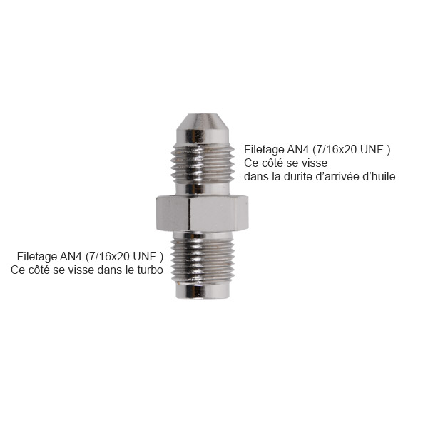 Adaptateur  7/16x20 UNF pour durite arrive d'huile renforce turbo T2-T25