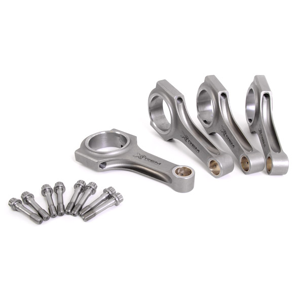 4 bielles forg�es acier profil H Talbot Simca Rallye entraxe 128mm axe 18mm - Visserie incluse