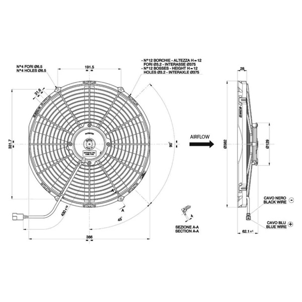 Ventilateur aspirant universel extra-plat diam�tre 382mm-2220 M3H