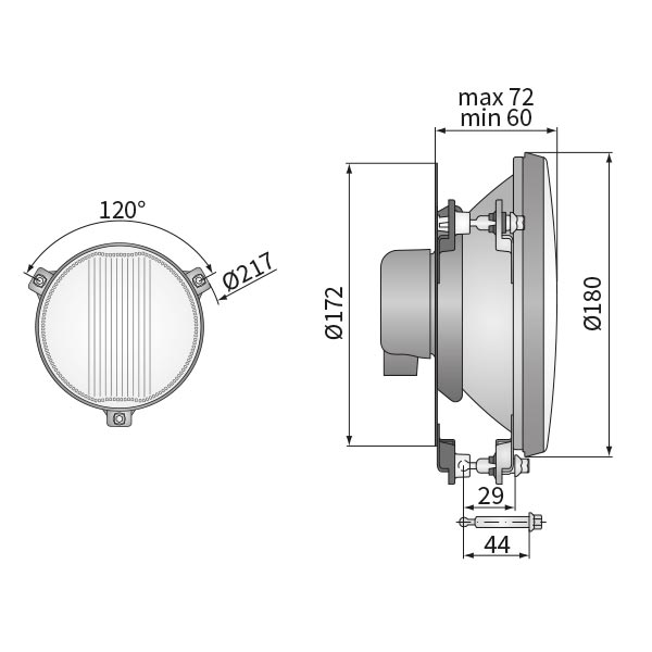 Phare encastrable STANDARD longue porte H3