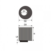 Filtre universel cylindrique caoutchouc 50-135-135