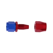 Raccord droit femelle concave tournant JIC UNF/durite tresse inox - Coloris bleu-rouge