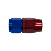 Raccord droit femelle concave tournant JIC UNF/durite tresse inox - Coloris bleu-rouge