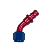 Adaptateur 45 degrs femelle concave JIC UNF/durite - Coloris bleu-rouge